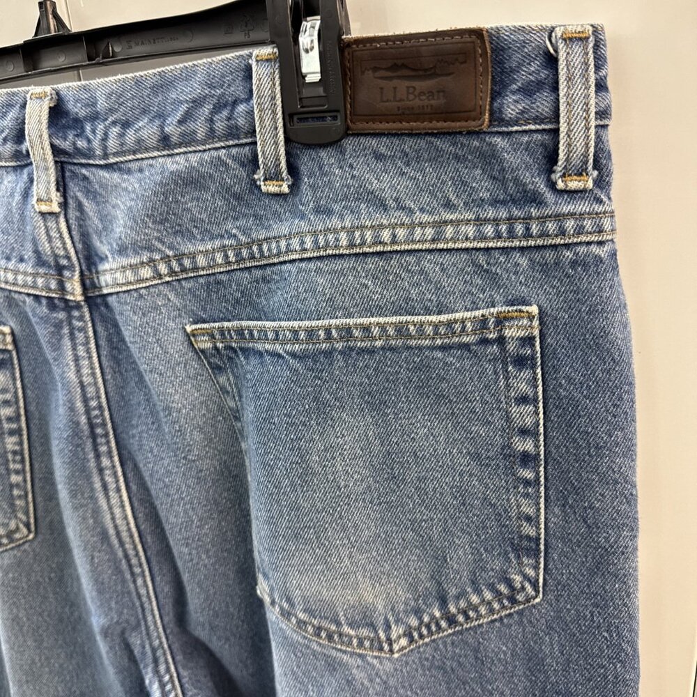 LL Bean Men's 40x30 Double Relaxed Fit Fleece Lined Blue Jeans Vintage (N8) - Picture 9 of 15